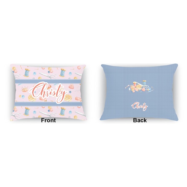 Sewing Time Indoor Rectangular Burlap Pillow (Front and Back)