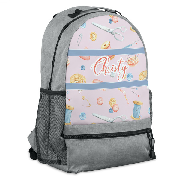 Custom Sewing Time Backpack - Grey (Personalized)