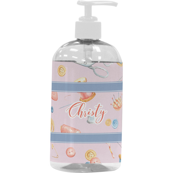 Custom Sewing Time Plastic Soap / Lotion Dispenser (16 oz - Large - White) (Personalized)