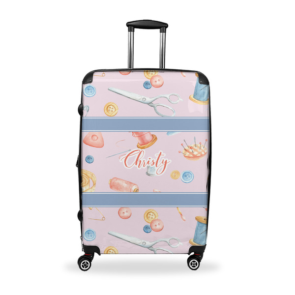 Custom Sewing Time Suitcase - 28" Large - Checked w/ Name or Text