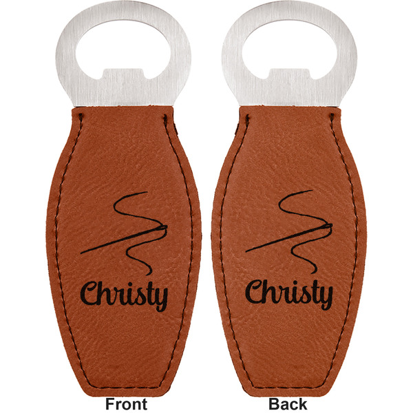 Sewing Time Leather Bar Bottle Opener - Front and Back