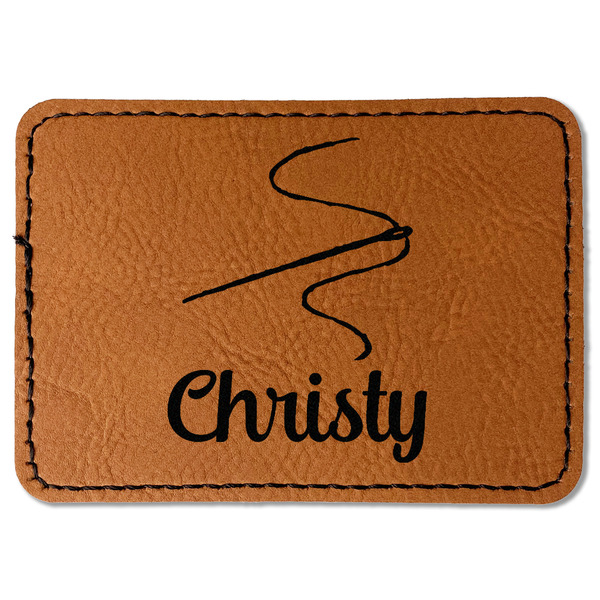 Custom Sewing Time Faux Leather Iron On Patch - Rectangle (Personalized)