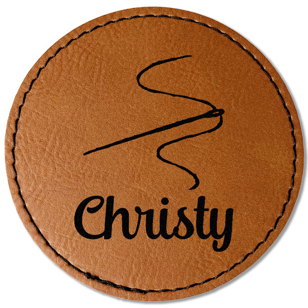 Custom Sewing Time Faux Leather Iron On Patch - Round (Personalized)