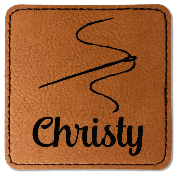 Custom Sewing Time Faux Leather Iron On Patch - Square (Personalized)