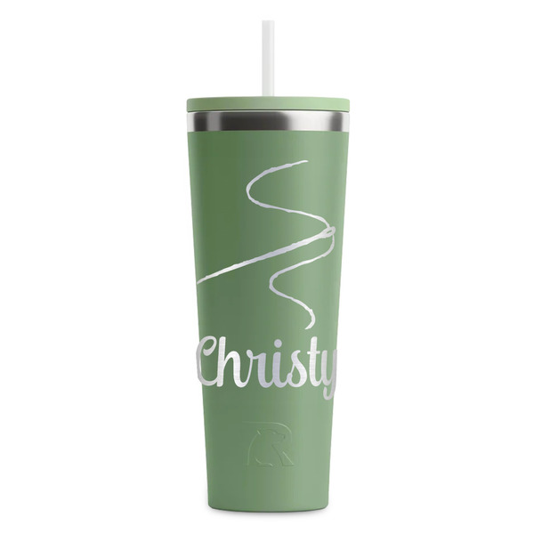 Custom Sewing Time RTIC Everyday Tumbler with Straw - 28oz - Light Green - Double-Sided (Personalized)