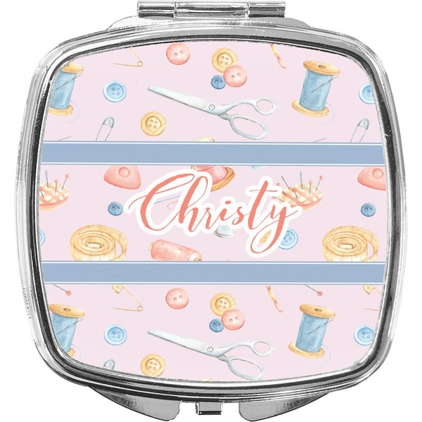 Custom Sewing Time Compact Makeup Mirror (Personalized)