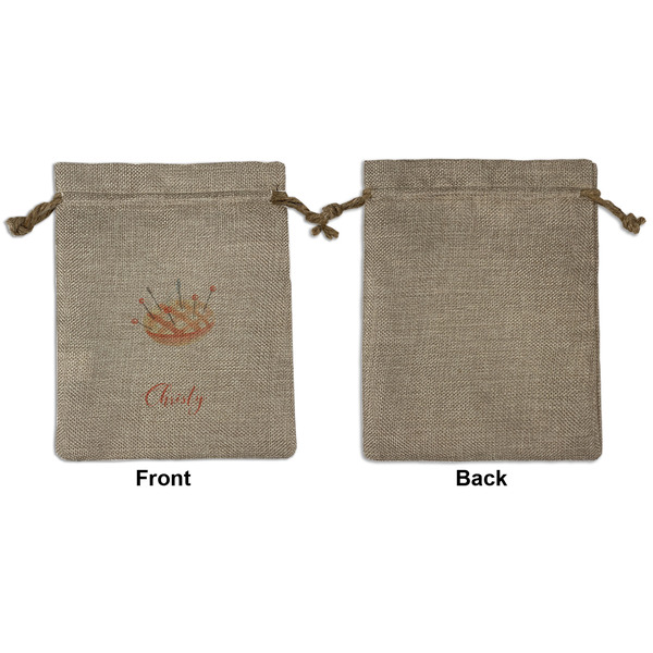 Sewing Time Medium Burlap Gift Bag - Front Approval