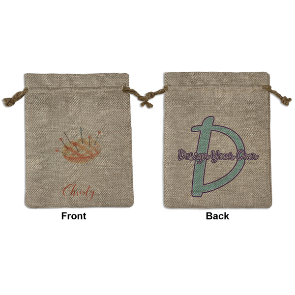 Custom Sewing Time Medium Burlap Gift Bag - Front & Back (Personalized)