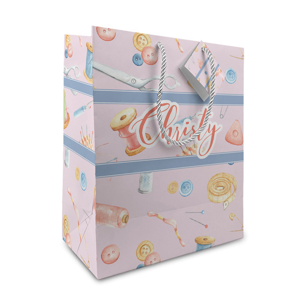 Custom Sewing Time Medium Gift Bag (Personalized)