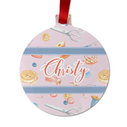 Sewing Time Metal Ball Ornament - Double Sided w/ Name or Text