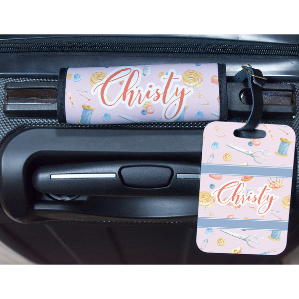 Sewing Time Metal Luggage Tag & Handle Wrap - In Context