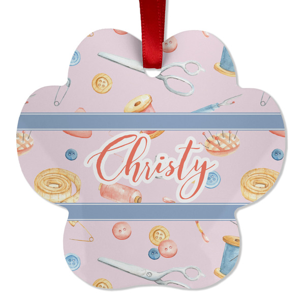 Sewing Time Metal Paw Ornament - Front