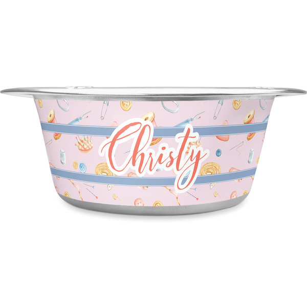 Custom Sewing Time Stainless Steel Dog Bowl (Personalized)