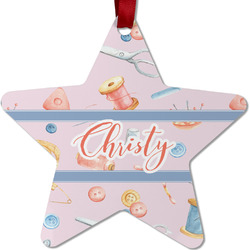 Sewing Time Metal Star Ornament - Double Sided w/ Name or Text