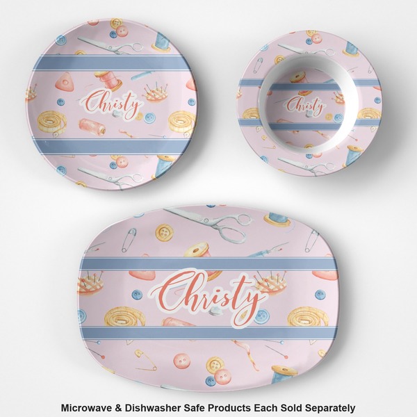 Sewing Time Microwave & Dishwasher Safe CP Plastic Dishware - Group