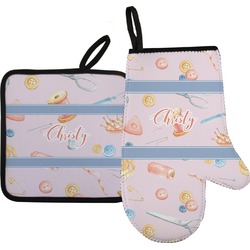 Sewing Time Oven Mitt & Pot Holder Set w/ Name or Text