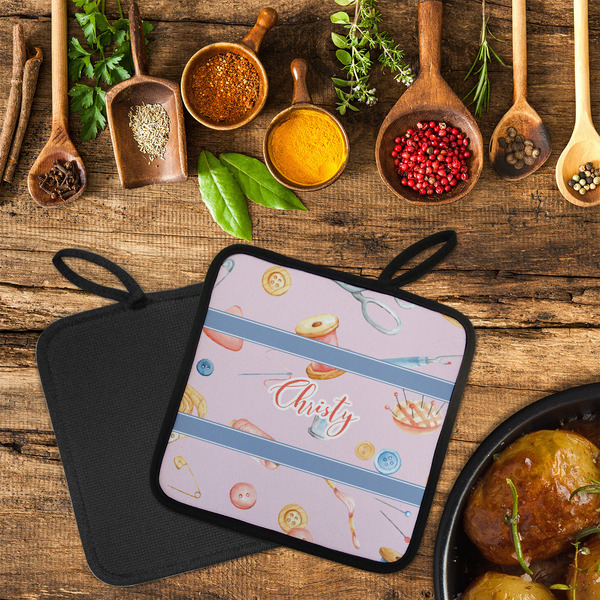 Sewing Time Neoprene Pot Holder - Set of 2  LIFESTYLE (Flatlay)