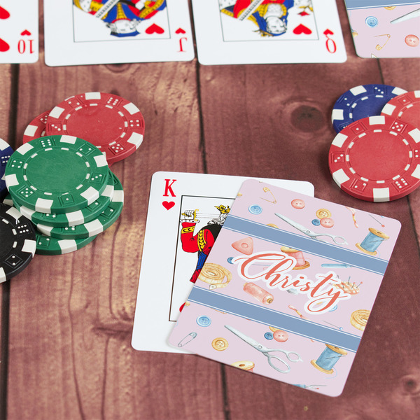 Sewing Time On Table with Poker Chips