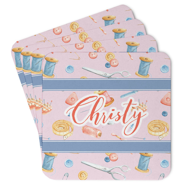 Custom Sewing Time Paper Coasters w/ Name or Text