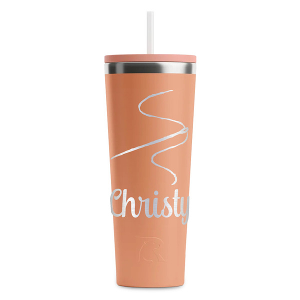 Custom Sewing Time RTIC Everyday Tumbler with Straw - 28oz - Peach - Single-Sided (Personalized)