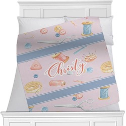 Sewing Time Minky Blanket - Toddler / Throw - 60"x50" - Single Sided (Personalized)