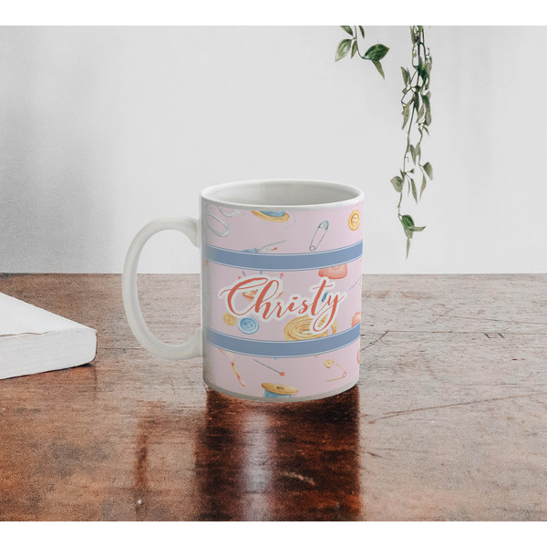 Sewing Time Personalized Coffee Mug - Lifestyle