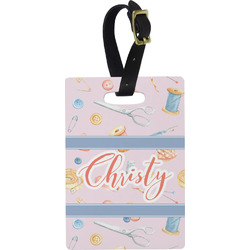 Sewing Time Plastic Luggage Tag - Rectangular w/ Name or Text