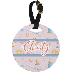 Sewing Time Plastic Luggage Tag - Round (Personalized)