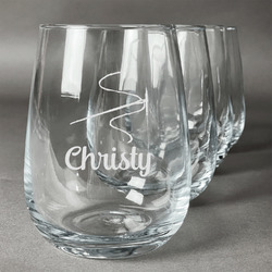 Sewing Time Stemless Wine Glasses (Set of 4) (Personalized)