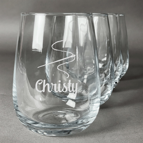 Custom Sewing Time Stemless Wine Glasses (Set of 4) (Personalized)