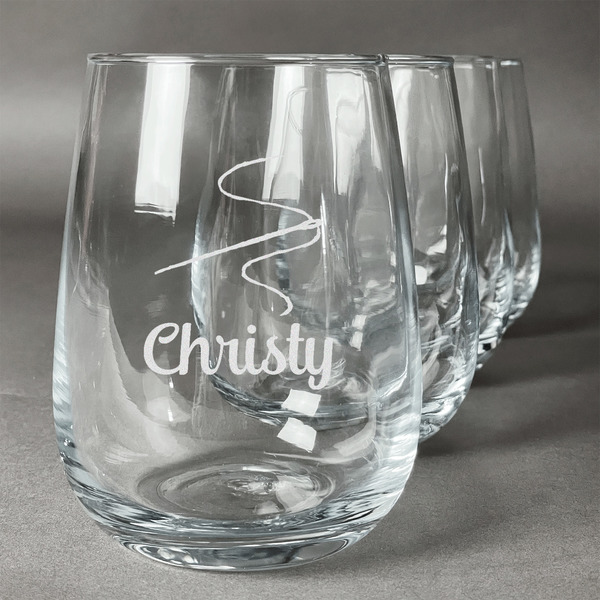 Custom Sewing Time Stemless Wine Glasses (Set of 4) (Personalized)