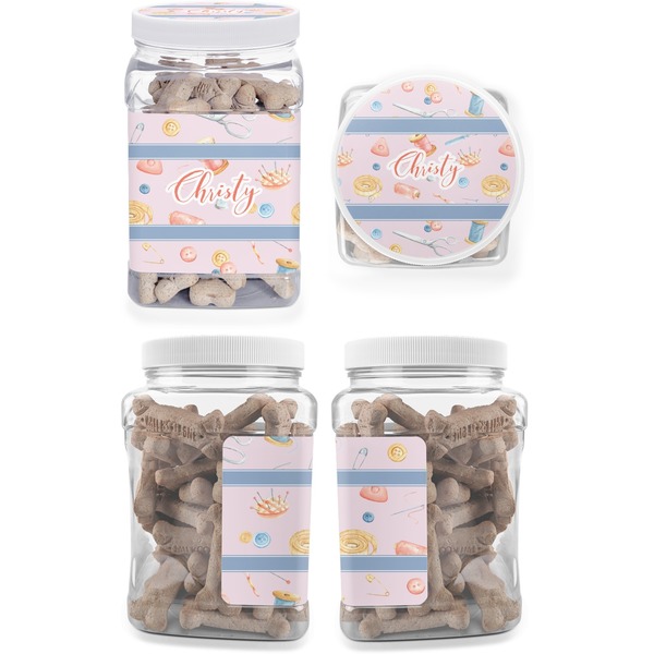 Sewing Time Pet Treat Jar - Multiple Angles
