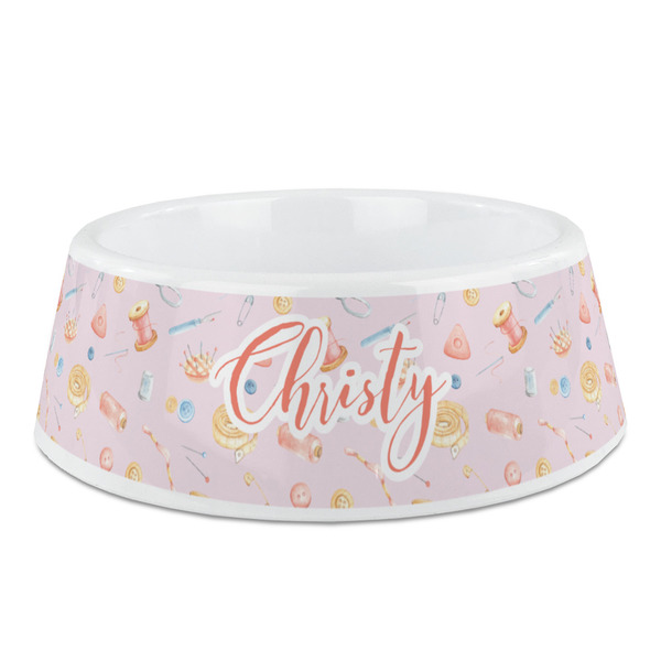 Custom Sewing Time Plastic Dog Bowl (Personalized)