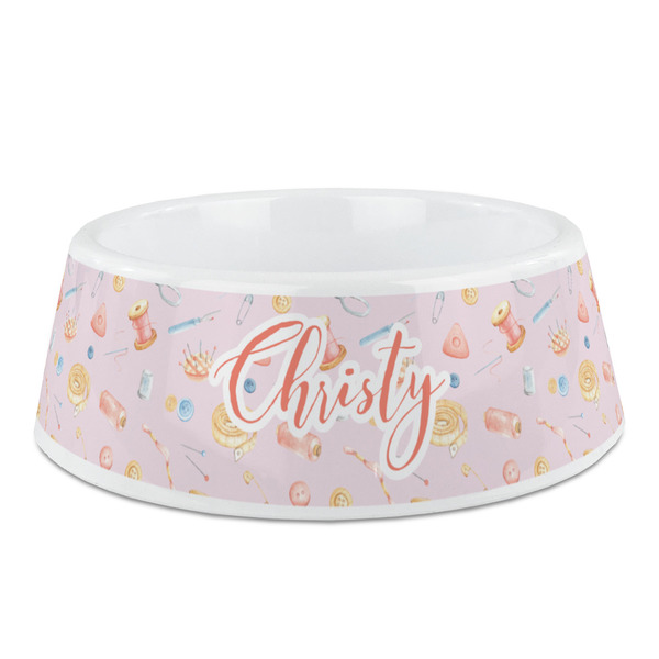 Custom Sewing Time Plastic Dog Bowl - Medium (Personalized)