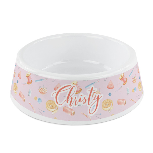 Custom Sewing Time Plastic Dog Bowl - Small (Personalized)