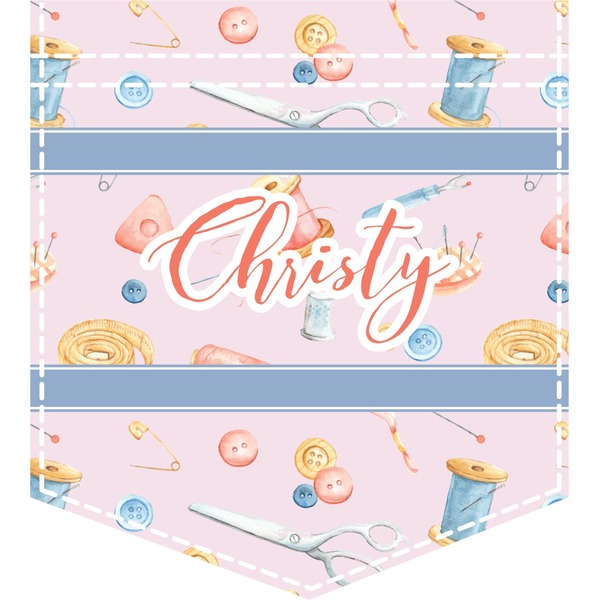 Custom Sewing Time Iron On Faux Pocket (Personalized)