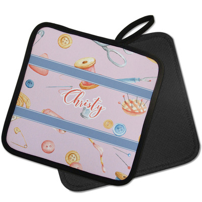 Sewing Time Pot Holder w/ Name or Text