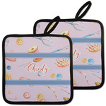 Sewing Time Pot Holders - Set of 2 w/ Name or Text