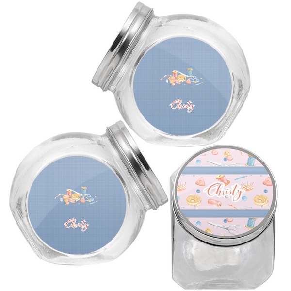 Sewing Time Puppy Treat Jar - Top Left Right