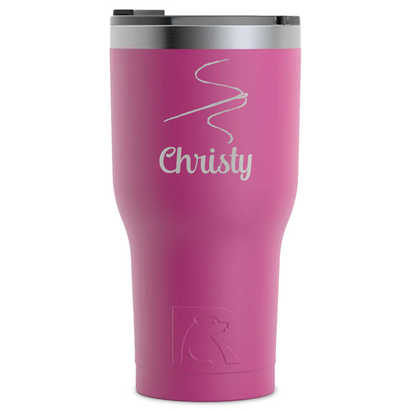 Custom Sewing Time RTIC Tumbler - Magenta - Laser Engraved - Single-Sided (Personalized)