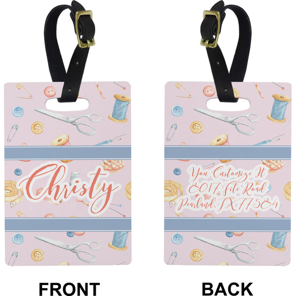Sewing Time Rectangle Luggage Tag (Front + Back)