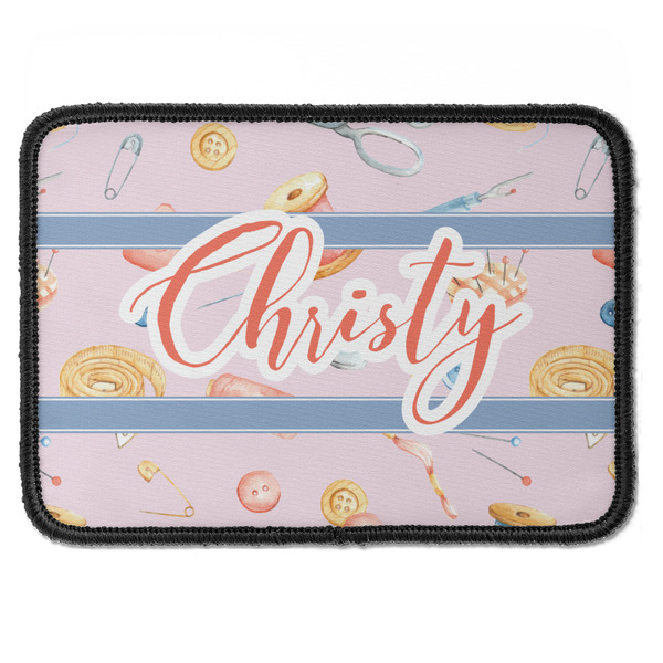 Custom Sewing Time Iron On Rectangle Patch w/ Name or Text