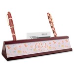 Sewing Time Red Mahogany Nameplate with Business Card Holder (Personalized)