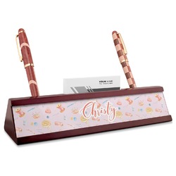 Sewing Time Red Mahogany Nameplate with Business Card Holder (Personalized)