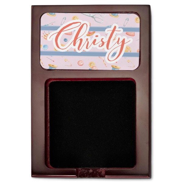 Sewing Time Red Mahogany Sticky Note Holder - Flat