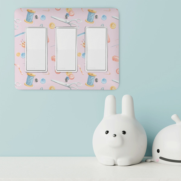 Sewing Time Rocker Light Switch Covers - Triple - IN CONTEXT