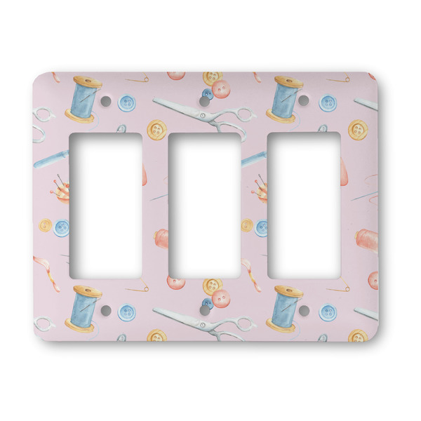 Custom Sewing Time Rocker Style Light Switch Cover - Three Switch