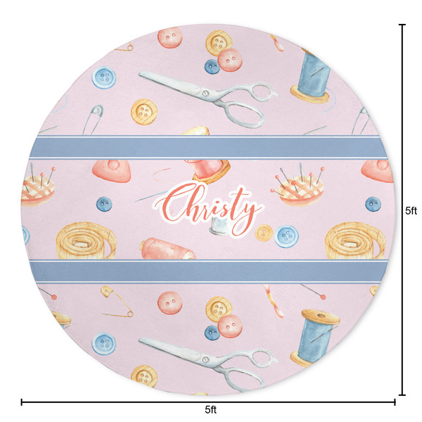 Sewing Time Round Area Rug - Size
