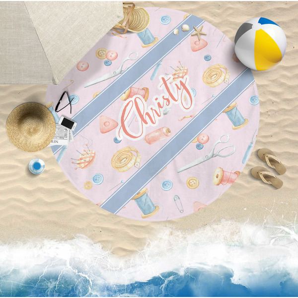 Sewing Time Round Beach Towel Lifestyle