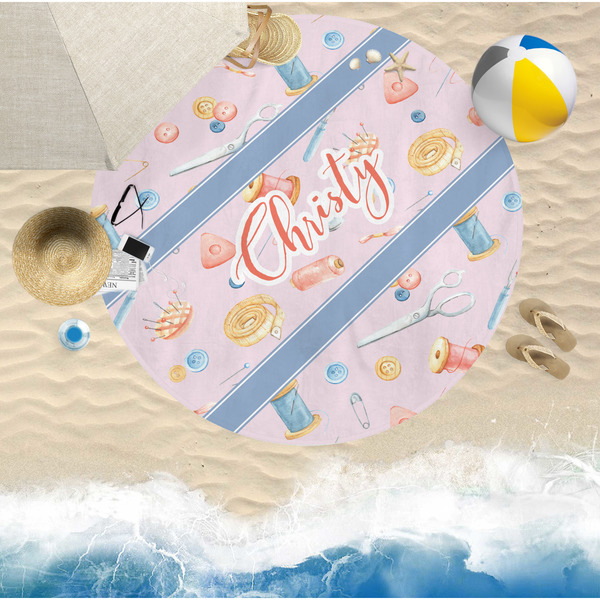 Sewing Time Round Beach Towel Lifestyle